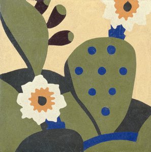 Piastrella della stanza del Texas occidentale raffigurante piante di cactus, c.1936 da American School